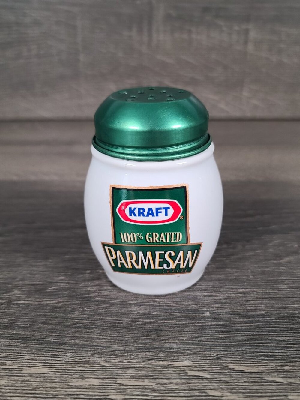 Vintage Kraft 100% Grated Parmesan Cheese Ceramic Shaker with Green Lid